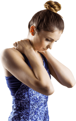 woman experiencing neck pain isolated on transparent background - Download Free Stock Videos Pikwizard.com
