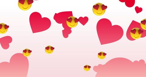 Smiling Heart Eye Emojis with Red Hearts Background - Download Free Stock Images Pikwizard.com