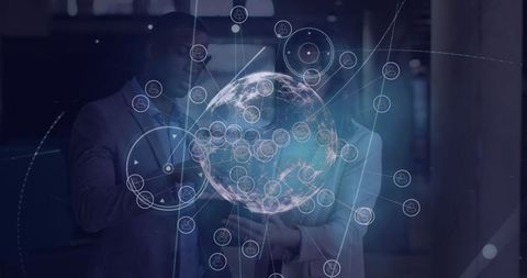 Global Network Connection Overlay on Business Professionals