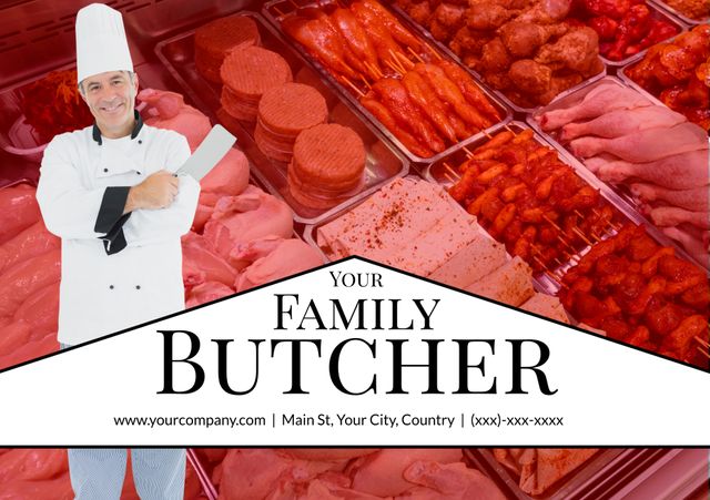 Family Butcher Shop Promotion with Smiling Chef - Download Free Stock Templates Pikwizard.com