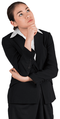 Deliberating Businesswoman on Transparent Background