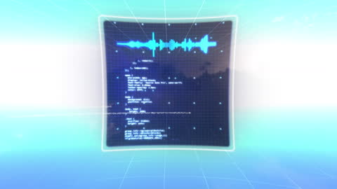 Futuristic Interface with Moving Data in Blue Space