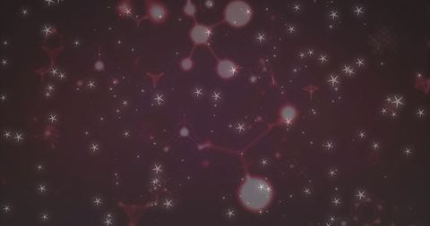 Glowing Molecular Structures and Particles in Dark Scientific Background