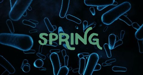Futuristic Bacteria Background with Spring Text in Green - Download Free Stock Images Pikwizard.com