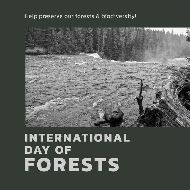 International Day of Forests Awareness with River and Forest Landscape - Download Free Stock Templates Pikwizard.com