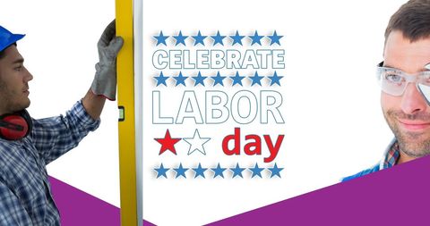 Labor Day Celebration with Workers and Tools Imagery