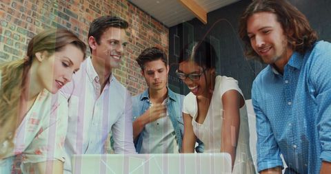 Diverse Team Analyzing Financial Data in Innovative Office Setting