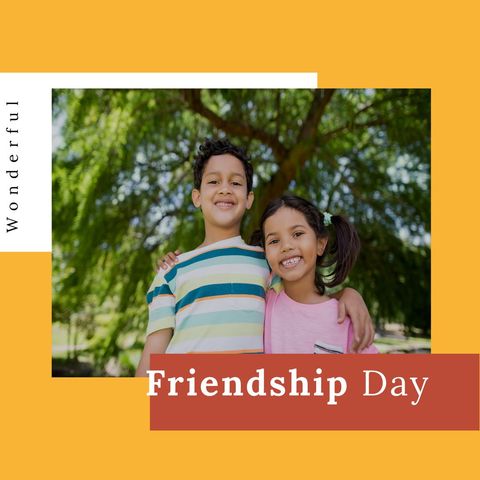 Joyful friendship day children embrace
