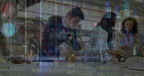 Financial Data and Business Teamwork in Modern Workplace