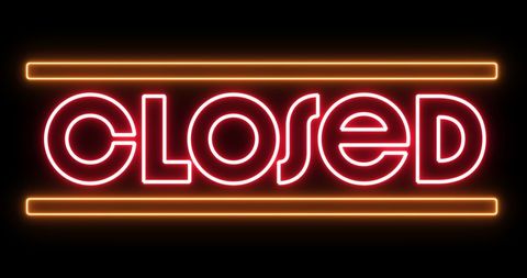 Glowing Neon Closed Sign Flickering on Black Background - Download Free Stock Images Pikwizard.com