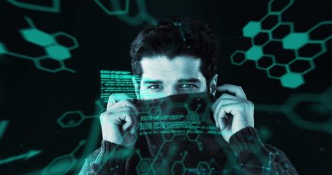 Mysterious Figure Amidst Futuristic Digital Holograms - Download Free Stock Images Pikwizard.com