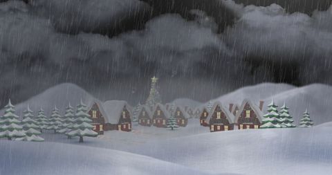Snowy Winter Night with Christmas Village - Download Free Stock Images Pikwizard.com