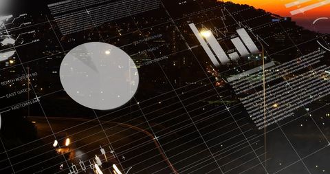 Digital Financial Charts Over Night Cityscape Background - Download Free Stock Images Pikwizard.com