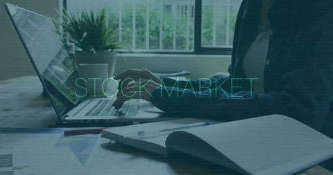 Professional Analyzing Stock Market Trends in Modern Home Office