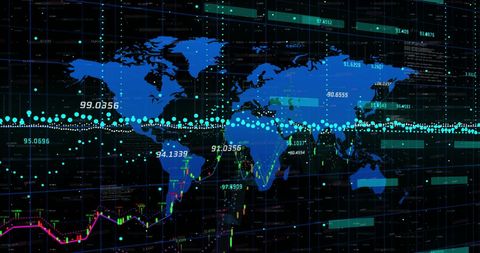 Global Financial Data Technology with World Map - Download Free Stock Images Pikwizard.com