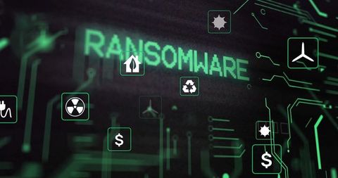 Ransomware Alert Amid Futuristic Circuit Board Design