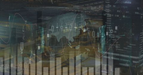 Cityscape with Digital Data Overlay Representing Global Connections - Download Free Stock Images Pikwizard.com