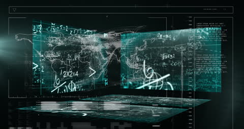 Futuristic Interface with Data and Mathematical Formulas