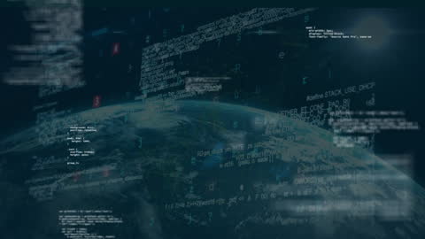 Digital Data Streams Flowing Over Planet Earth Visualization