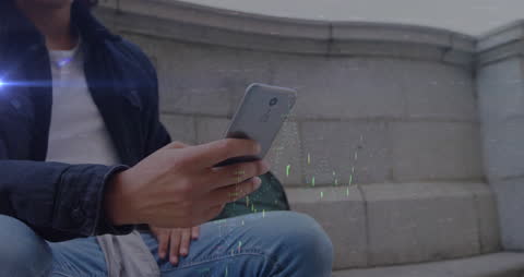Young Man Engaging with Data on Smartphone