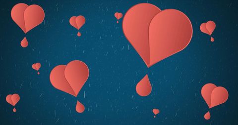 Floating Pink Hearts on Blue Background for Valentine's Romance - Download Free Stock Images Pikwizard.com