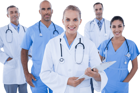 Transparent professional healthcare team smiling confidently