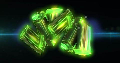 Radiant green crystals with dramatic lighting