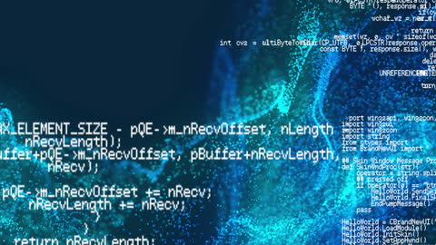 Abstract Code Animation with Light Patterns and Tech Interface