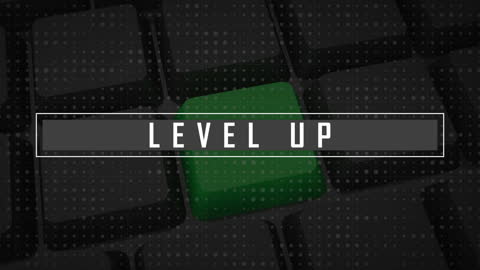 Level Up Text with Keyboard Background