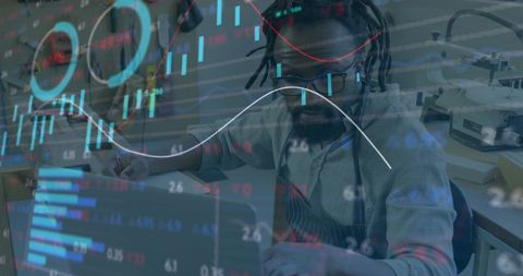 Financial Analysis Charts Over Professional Working on Laptop