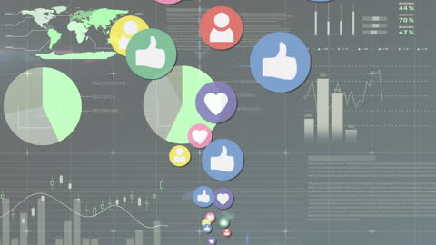 Social Media Icons Float Over Financial Data Concept