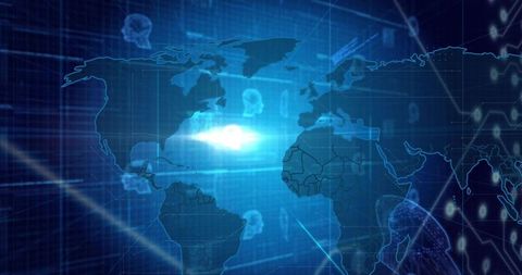 Global Data Network Visualizing Neural Connectivity on Digital World Map with Central Glow
