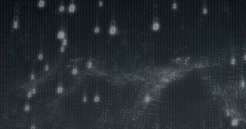 Glowing Binary Digits Drift in Virtual Network Space