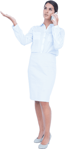 Biracial Businesswoman Talking on Phone with Transparent Background