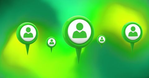 Social media network symbols on vibrant green background