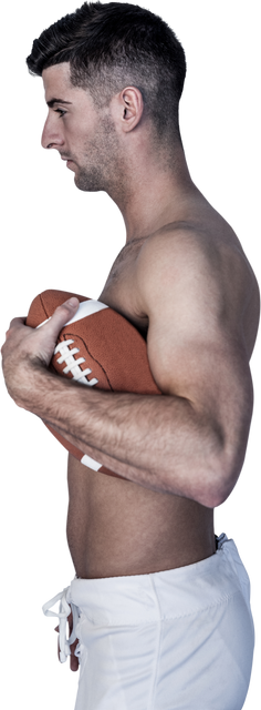 Side View Shirtless Man Holding Transparent American Football - Download Free Stock Videos Pikwizard.com