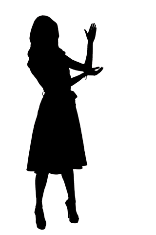 Woman gesturing hand silhouette transparent background