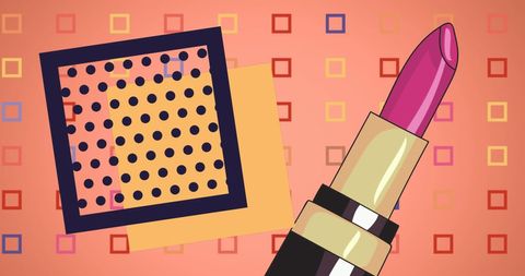 Vibrant Red Lipstick on Pink Geometric Background - Download Free Stock Images Pikwizard.com