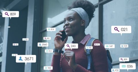 Social Media Engagement Overvirtual Interface With African American Woman
