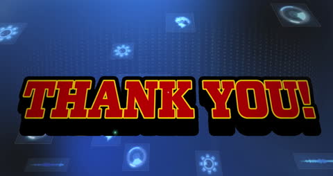 Animated Thank You Text with Digital Interface Background