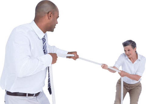 diverse business team engaging in playful competition on transparent background - Download Free Stock Videos Pikwizard.com
