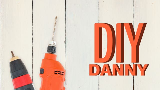 Image showcasing a drill and electric screwdriver against a white wooden backdrop with 'DIY Danny' text beside the tools. Perfect for home improvement blogs, tutorials, DIY project promotions, tool advertisements, and contractor services marketing materials.