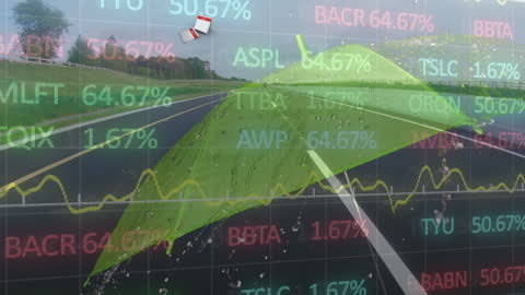 Dynamic Financial Data Animation Over Road Background