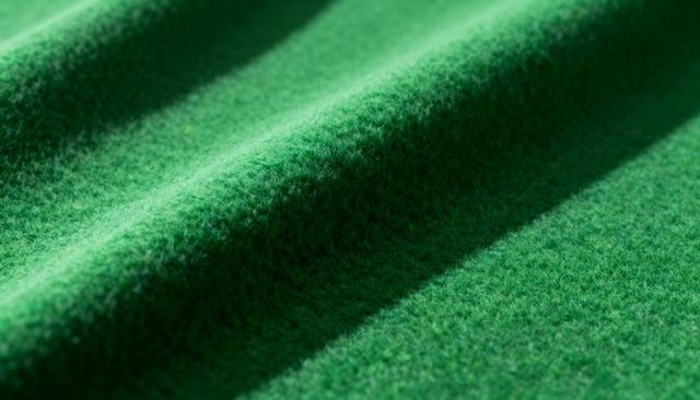Closeup green felt fabric showing diagonal folds soft pile texture for backgrounds