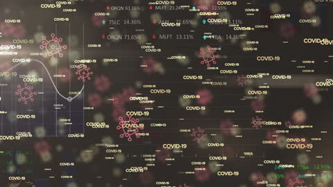 Animation of COVID-19 Cells with Data on Black Background