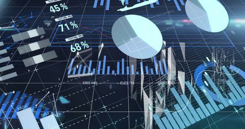 Digital Data Processing and Global Business with Graphs and Charts - Download Free Stock Images Pikwizard.com