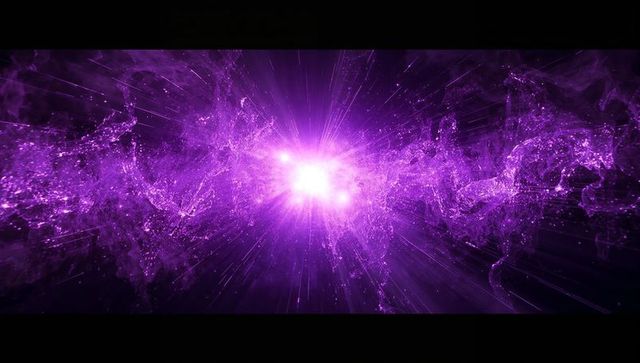 Purple Energy Burst with Cosmic Contours in Space