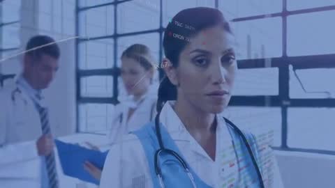 Healthcare Professional with Data Overlay in Hospital Setting