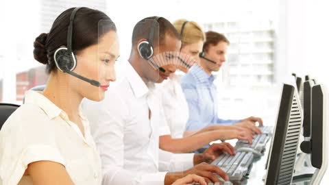 Diverse Customer Support Team Using Technology Integration