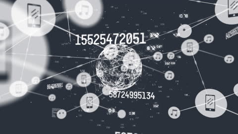 Futuristic Network with Globe and Music Icons